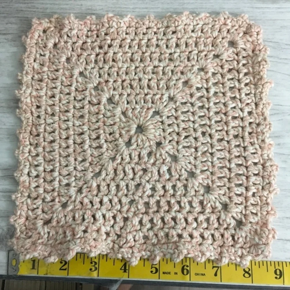 Cotton Crochet Peach Wash Cloth Dish Rag Handmade Absorbent Bath Kitchen